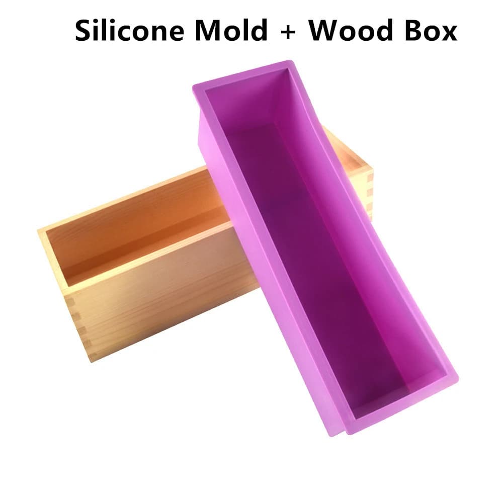Moule à savon en Silicone, moule à pain rectangulaire Flexible avec boîte en bois, fabrication de sa