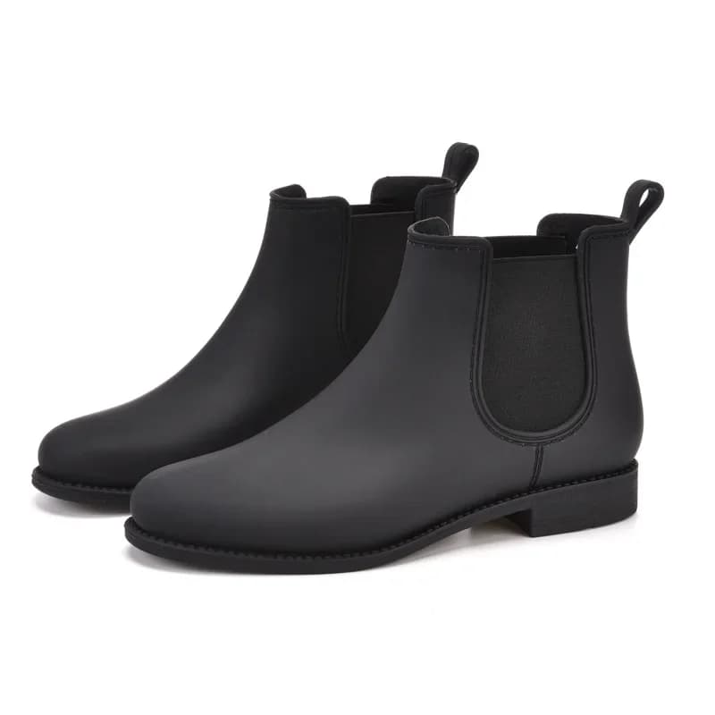 Comemore botte de pluie imperméable bout rond bande élastique talons bas mode antidérapant dames cha