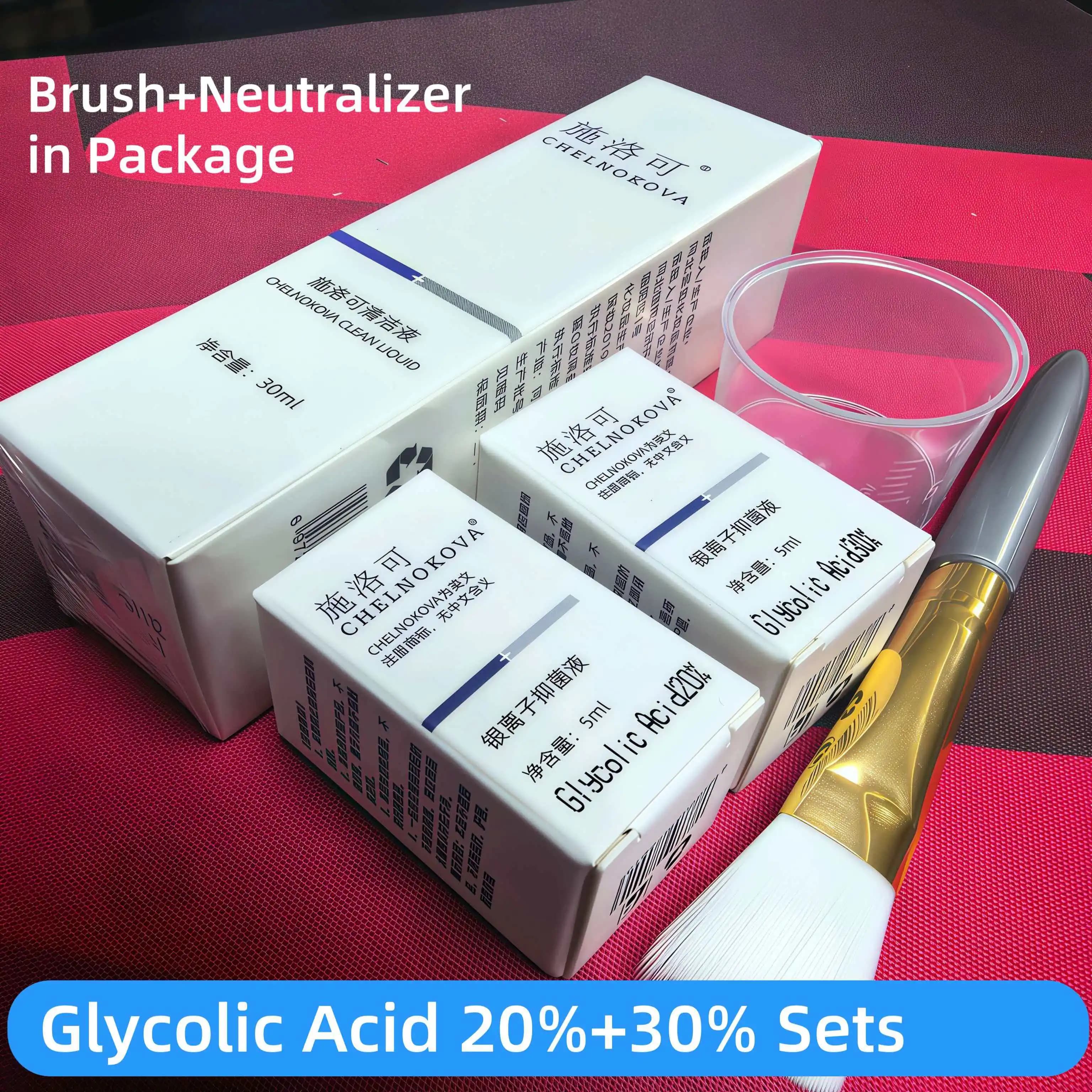 Peeling chimique acide glycolique 20 30% 30ml outils de brosse neutralisante acide salon de maison p