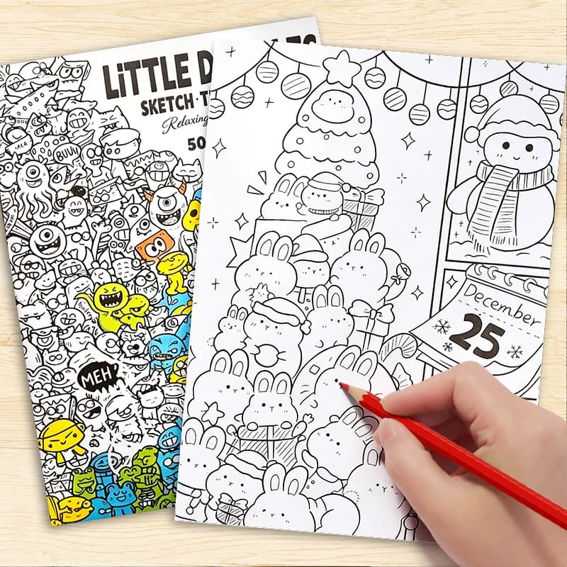 Livre de dessin à gribouiller, rempli de motifs fantaisistes, idéal pour le traçage, le coloriage et