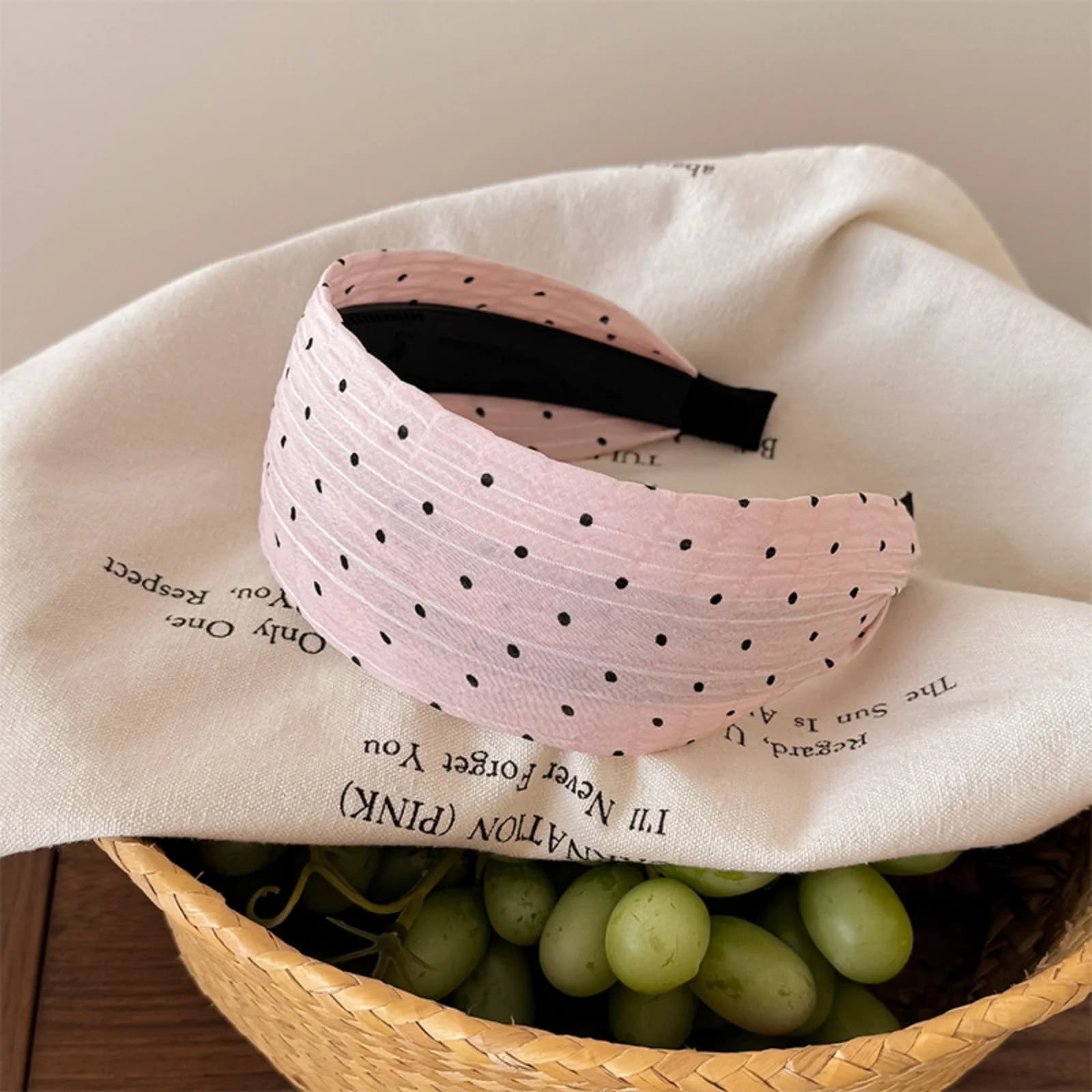 1PC Bandeaux larges roses pour femmes, à pois et rayés, rembourrés, accessoire de mode doux pour tou