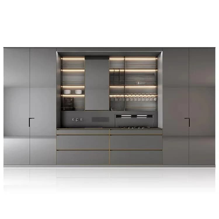Casier avec tiroir, armoire inférieure à double porte, troisième tiroir en acier, cuisine intelligen