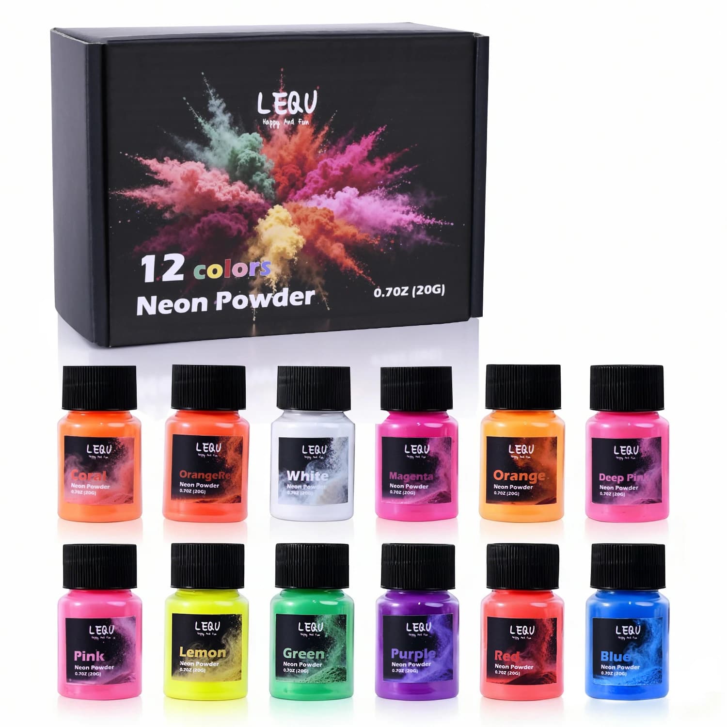 Poudre de pigment néon, poudre de mica fluorescente 12 couleurs, idéale pour les projets de bricolag