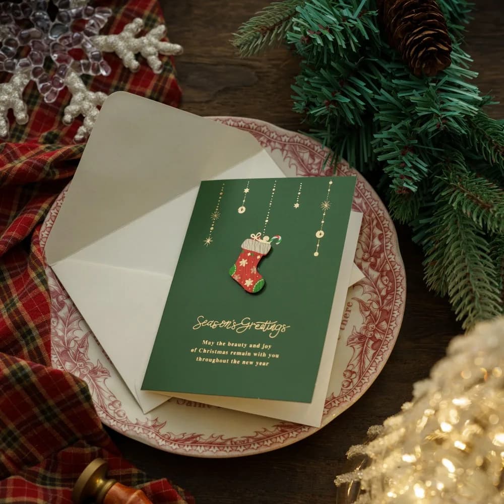 Cartes de vœux de Noël de style vintage, cartes de vacances intérieures vierges pour message manuscr