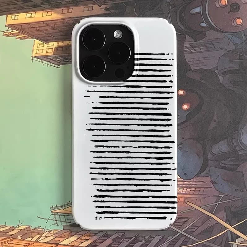 Coque de téléphone artistique à barre horizontale créative, noir et blanc, en acrylique, pour IPHONE