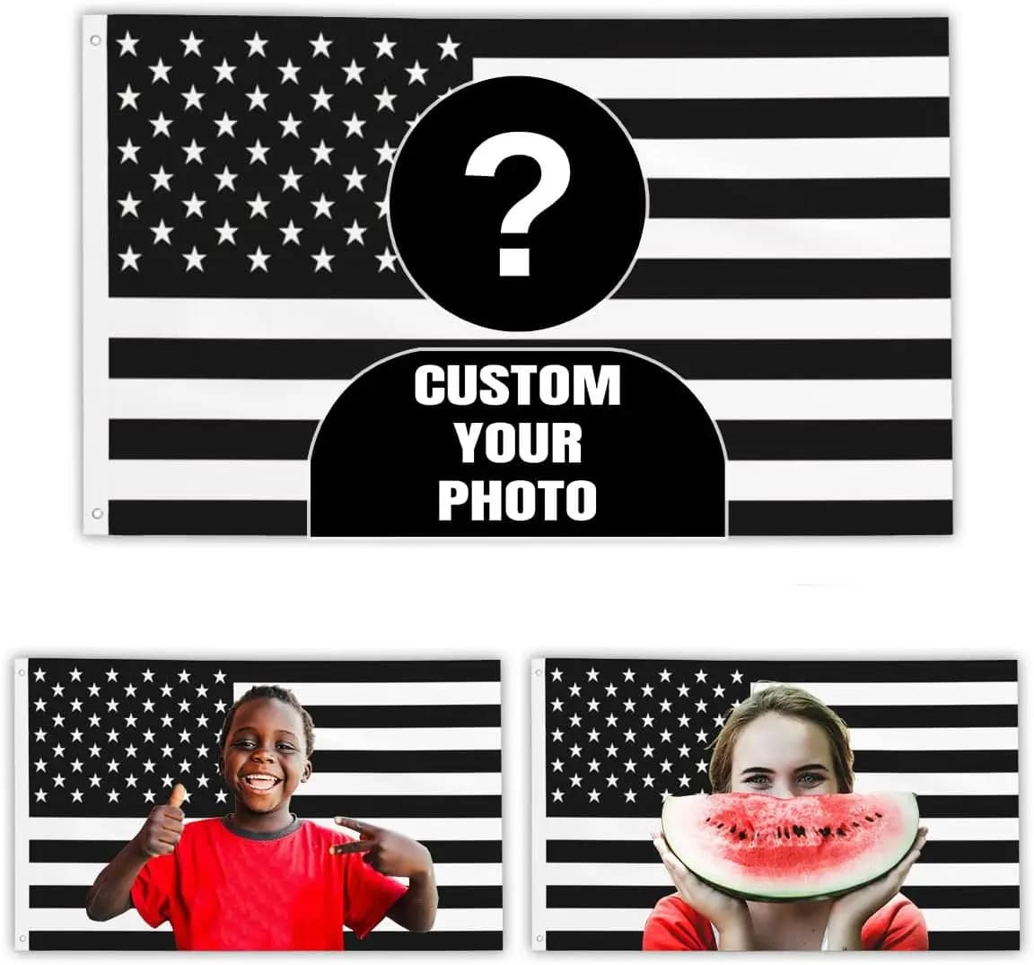 Drapeaux personnalisés bleus américains 3x5 pieds, concevez votre propre drapeau avec votre photo, d