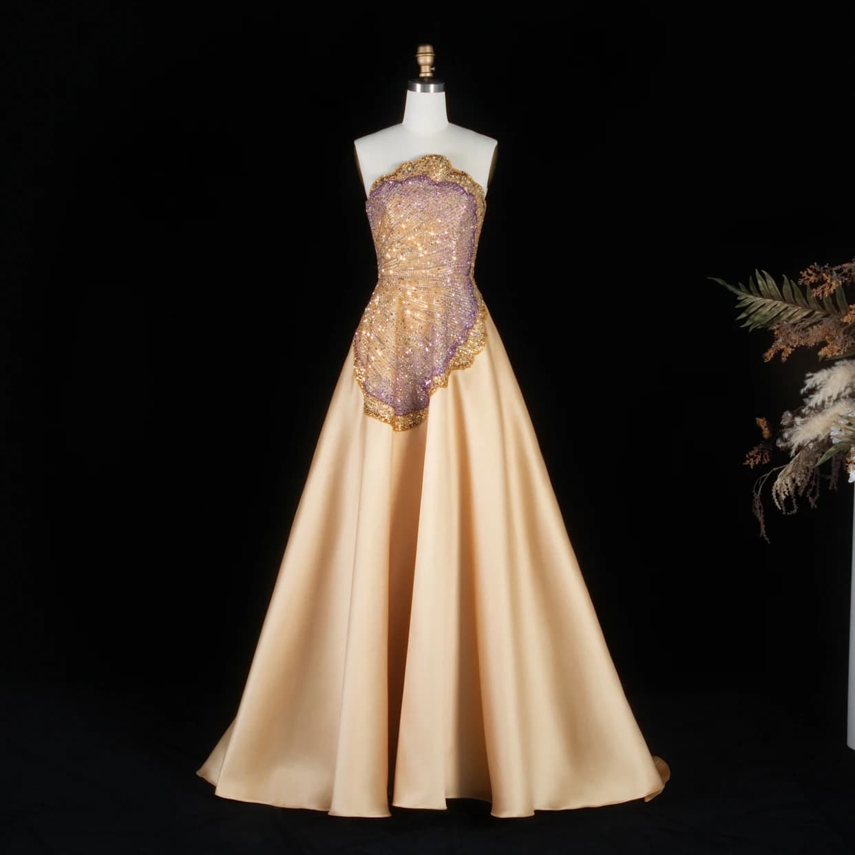 Robe de soirée élégante Sharon Said 2026 pour femme, ornée de sequins et de perles, de luxe, pour an