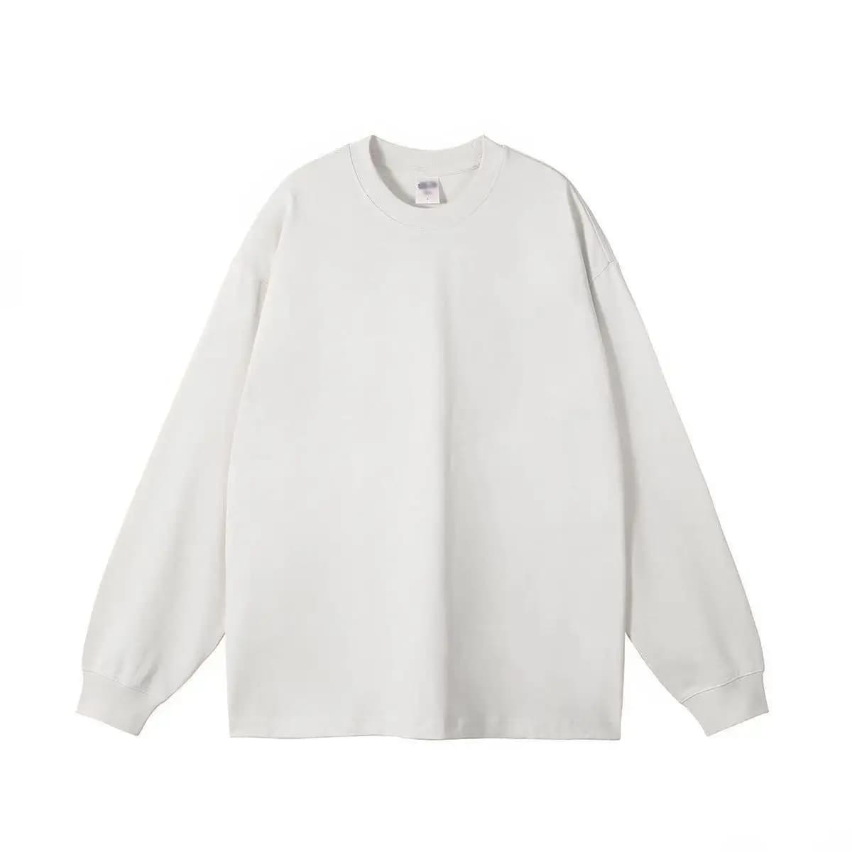 T-shirt à manches longues pour femmes, haut basique polyvalent de couleur unie, en pur coton, ample,