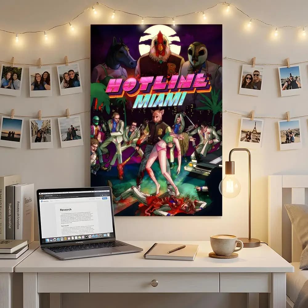 Affiche Hotline Miami Premium HD, décoration murale autocollante – à décoller et coller, sans résidu
