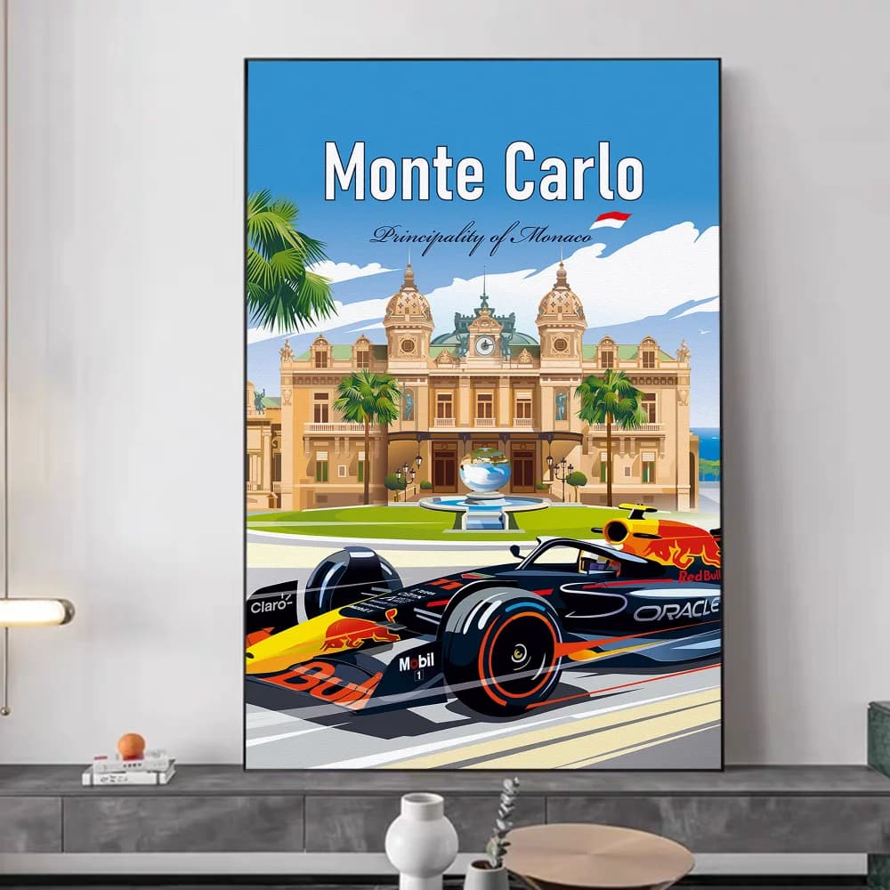 MiaMi F1 néon ville aquarelle course Vintage affiches collant Vintage chambre maison Bar café décor 