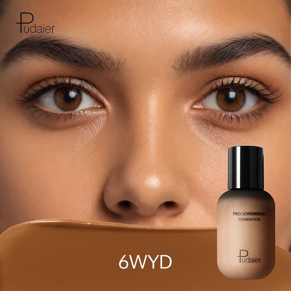Fond de teint naturel longue durée Pudaier – Petite bouteille marron, finition mate, Non collant, Te