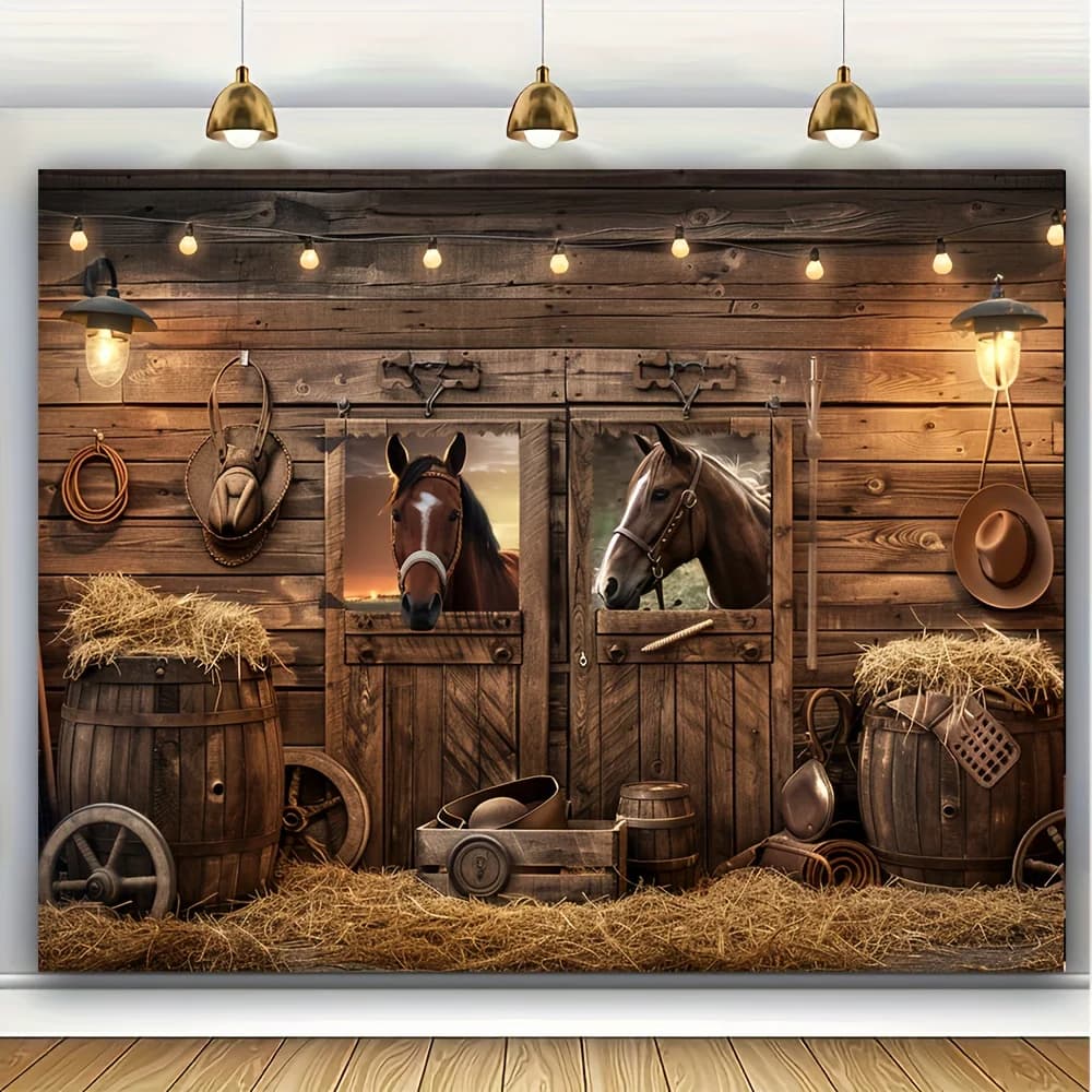 Fond de porte de grange de cowboy occidental, adapté à la décoration stable de ferme rurale – Convie
