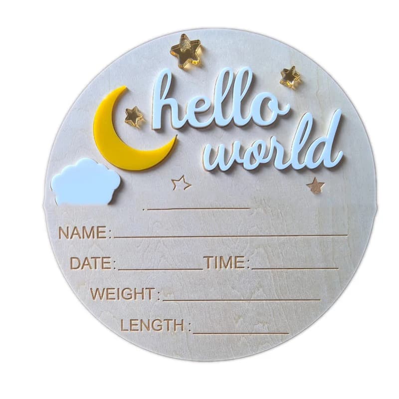 Planche d'annonce de naissance mignonne, cartes d'enregistrement de croissance de bébé, accessoires 
