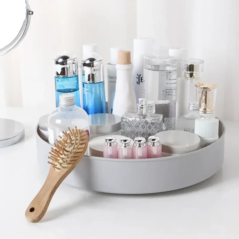Plateau de rangement pour cosmétiques, cuisine, salle de bains, plateau tournant antidérapant pour é