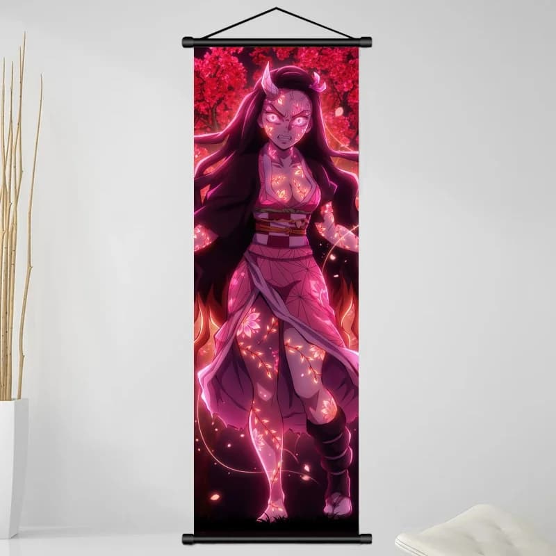 Affiche murale en tissu Demon Slayer Nezuko Kamado, décoration anime pour chambre à coucher, salle d