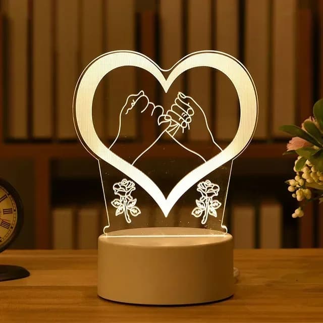 Lampe LED en acrylique 3D Love Romantic pour la maison, veilleuse pour enfants, décoration de mariag