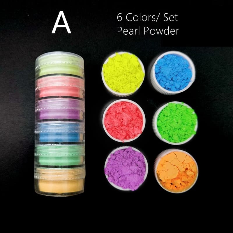 6 couleurs/ensemble Pigment néon pour ongles Fluorescence paillettes poussière néon perle poudre pou