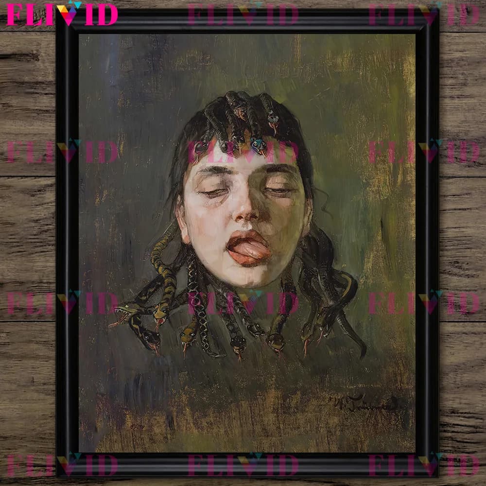 Greek Myenson Femme Fatale et Lucifer Vintage Wall Art Canvas Painting,Dark Witchcraft Aesthetics Po