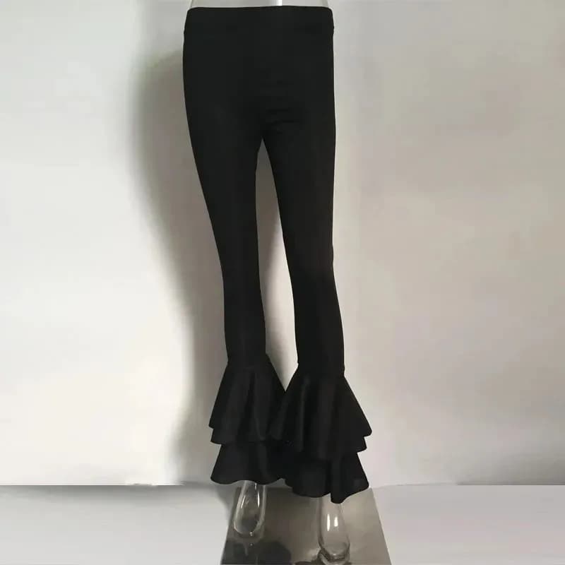 Pantalon évasé rouge à volants pour femme, coupe slim, élégant, style hippie, nouvelle collection ét