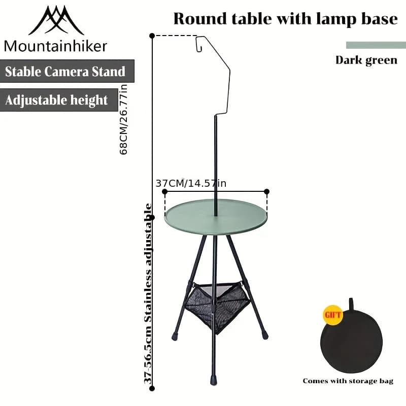Table ronde de camping portable Mountainhiker - Hauteur réglable, aluminium léger, non pliable, pied