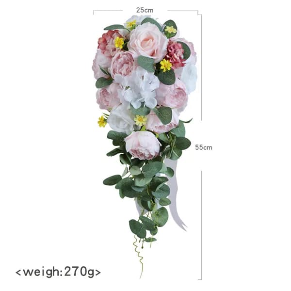 YeeNanee-Bouquets de Patients en Cascade Rose et Bleu, Fleurs Artificielles pour Mariée, Cérémonie d