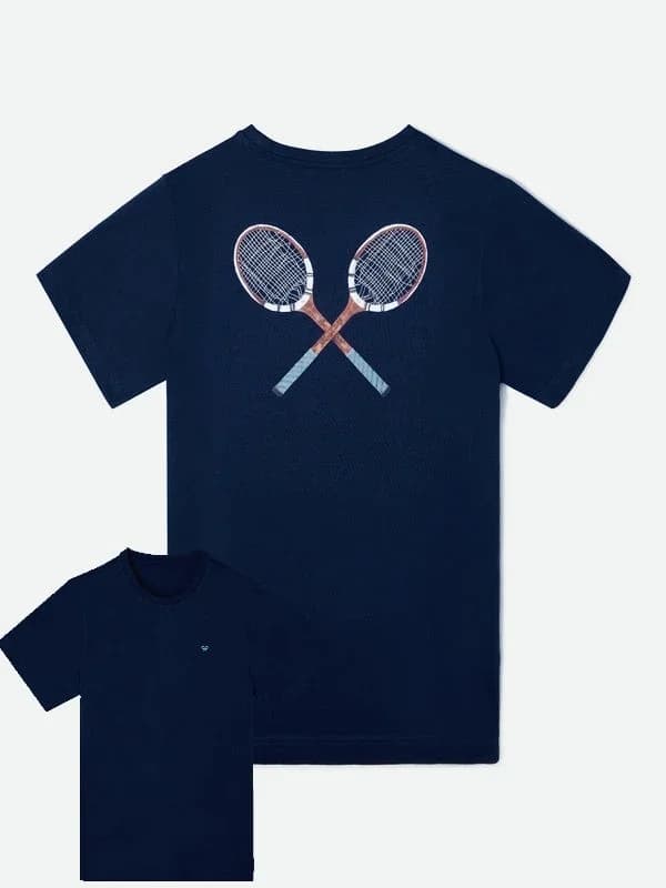 T-shirt en coton unisexe Silbon pour l'été 2025, collection tennis, imprimé classique, col rond, man