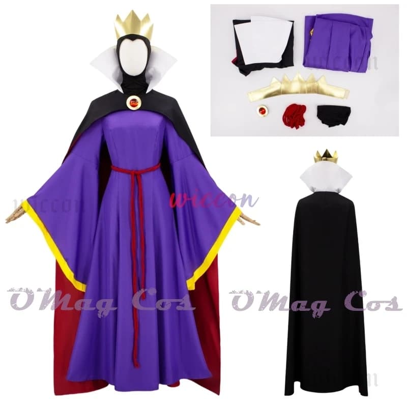 Costume de Cosplay reine maléfique blanche Snow Cos, avec couronne, Costume de reine maléfique pour 