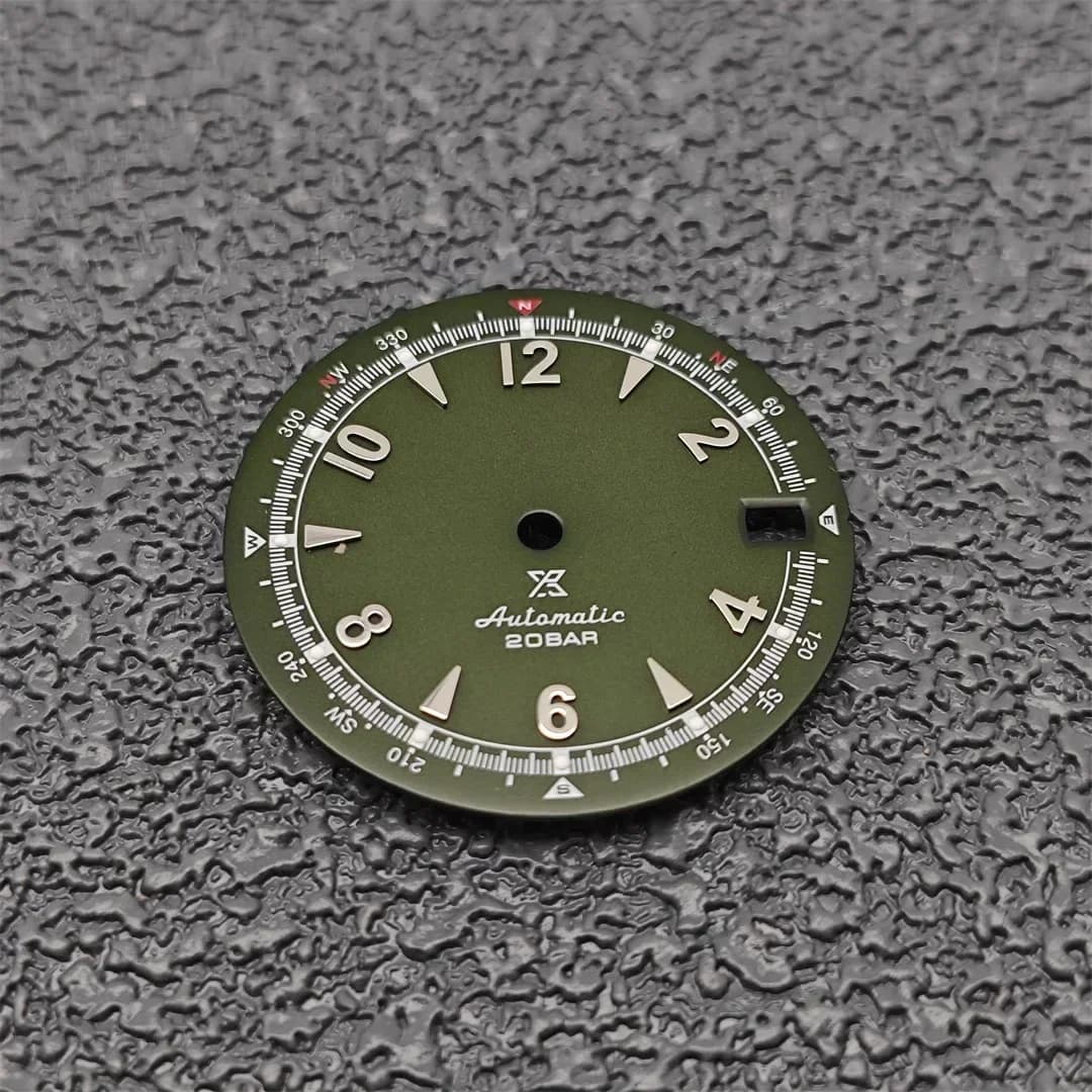 Cadran de montre vintage vert olive 28,5 mm, cadran de montre vert lumineux, accessoires pour mouvem