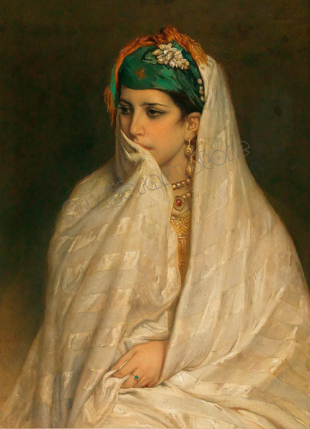 Affiche de portrait de femme berbère amazigh marocaine en robe traditionnelle, art mural, peinture s