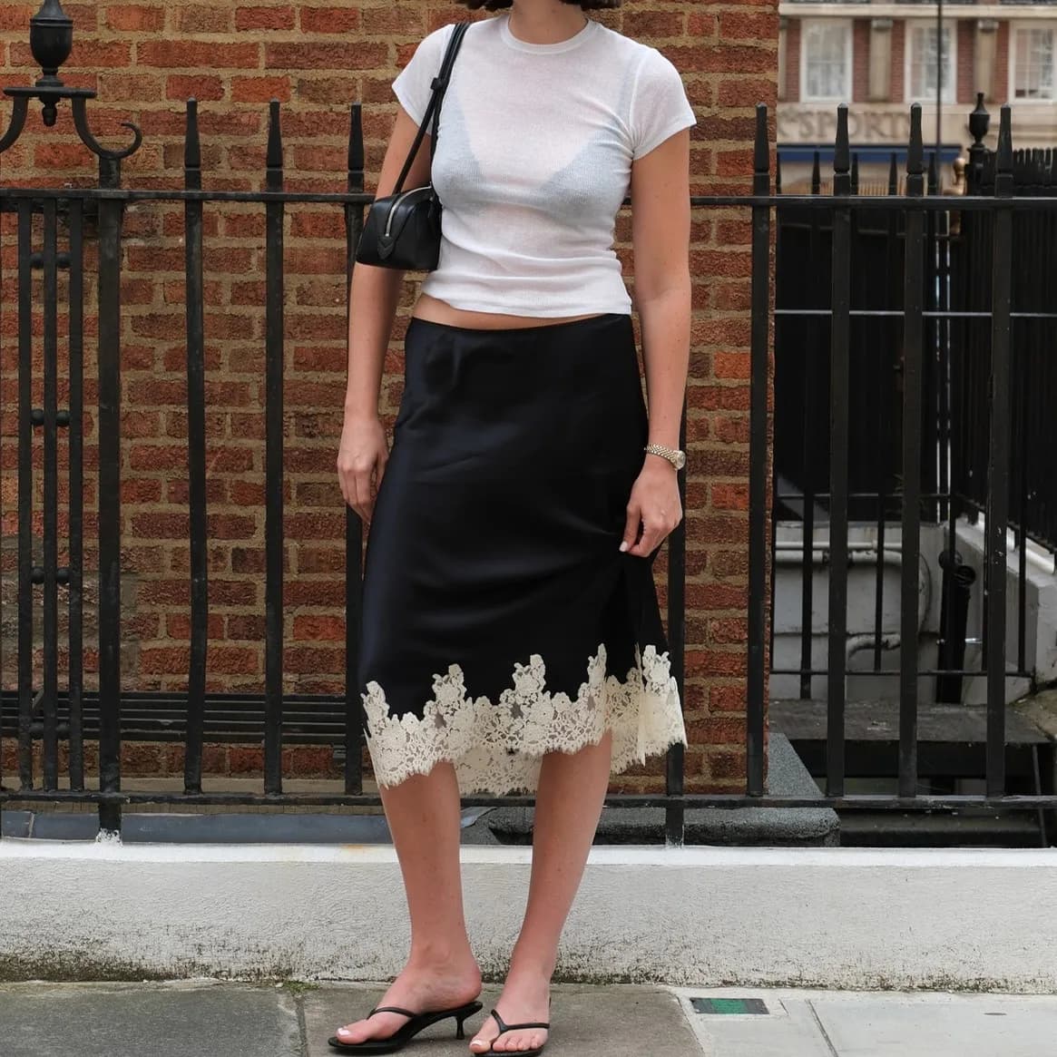 Femmes soie Satin demi-glissement jupes longues dentelle Patchwork taille élastique jupe longue élég