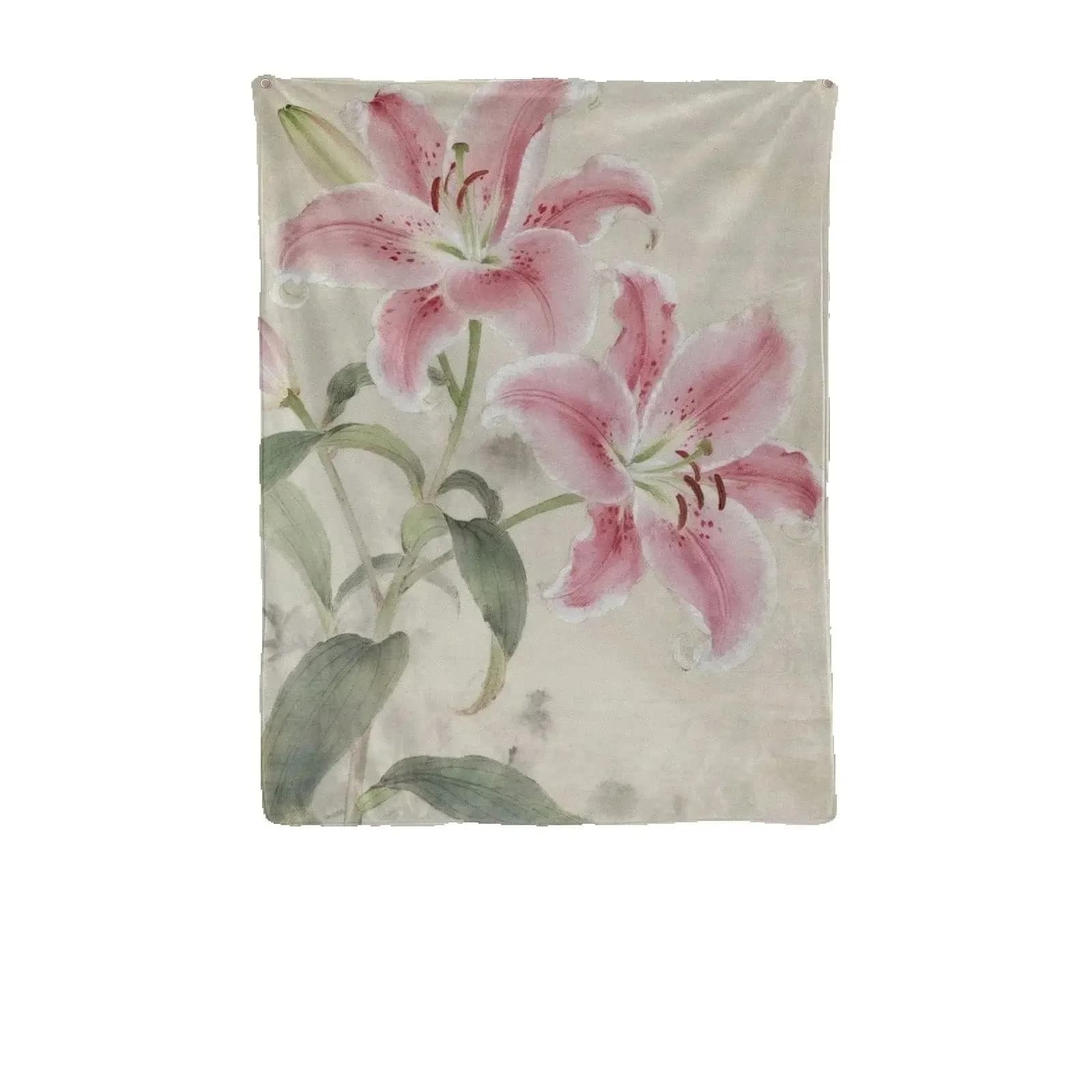 1 tapisserie rose motif lys : impression plate 2D en polyester. Décoration pour chambre/salon, acces