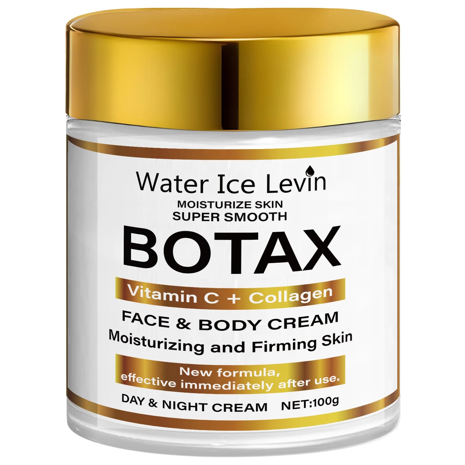 Crème Water Ice Levin BOTAX : Vitamine C + Hydratant visage et corps au collagène pour raffermir et 