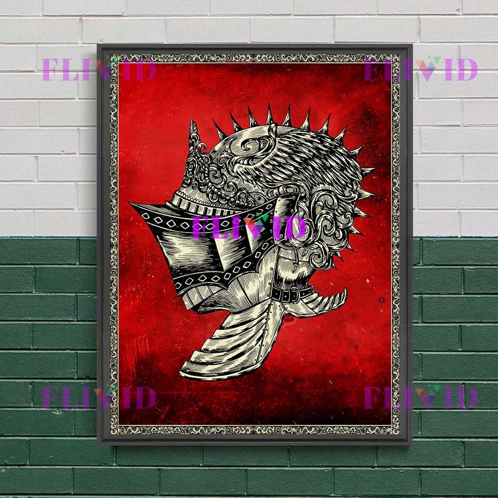 Peinture sur toile d'art mural noir et blanc, Armor Knight Nette, Darkart Skull Modules, Seton Horro