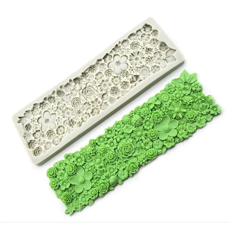 Moule de gaufrage de bordure de cuisine, impression 3D, guirxiété de fleurs, motif de feuilles, poly