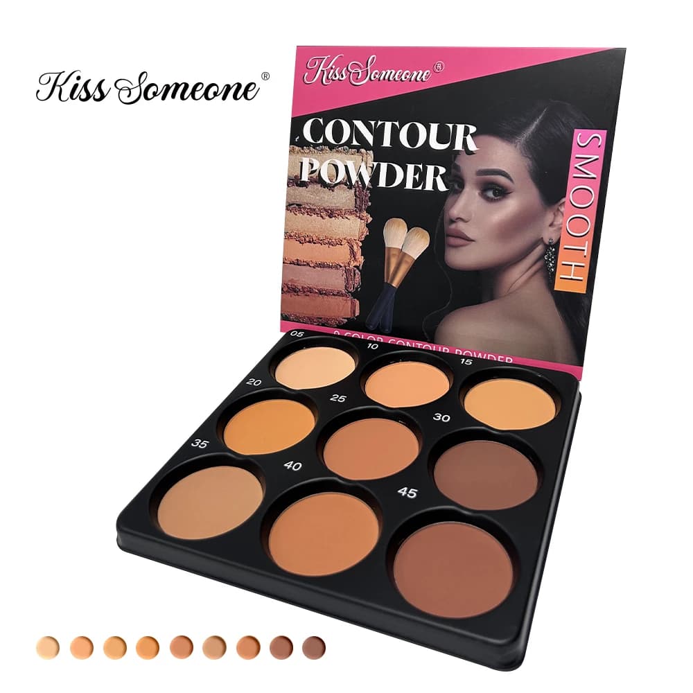 Palette de contour de poudre de 9 couleurs, Kit de maquillage de contour mat, maquillage cosmétique