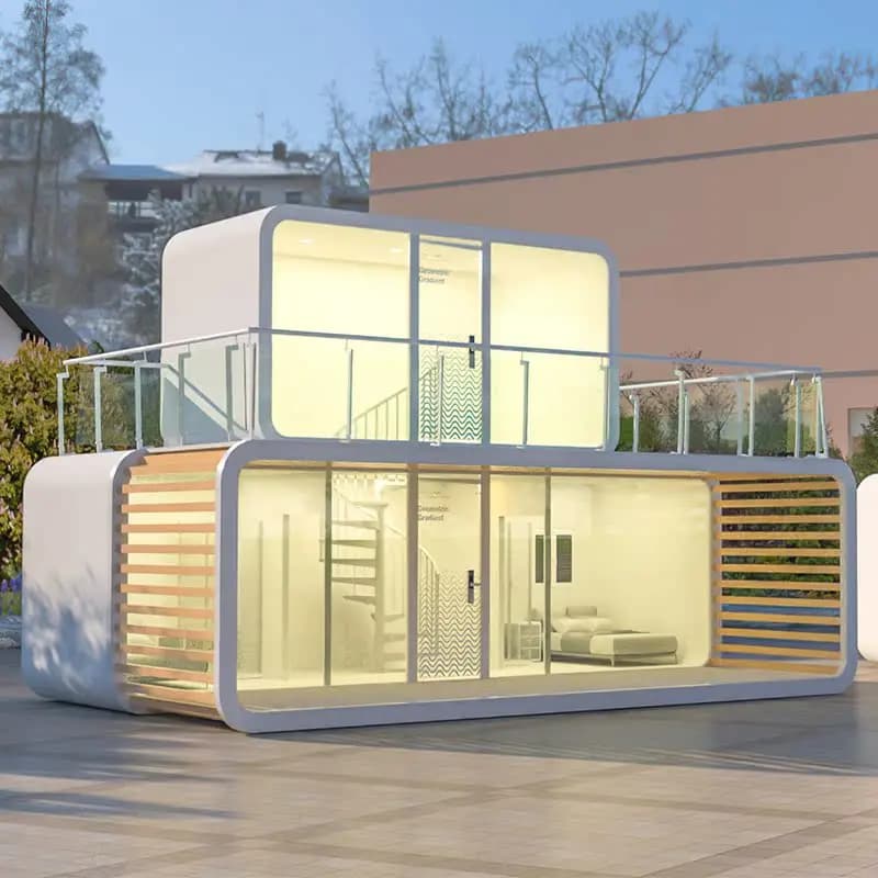 Capsule spatiale, salle mobile, maison d'hôtes, zone scénique, maison finie, conteneur, véranda, bur