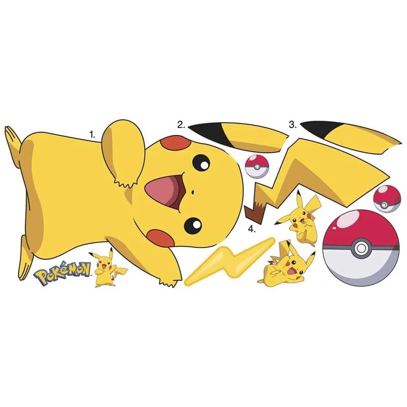 Autocollants muraux Pokemon Pikachu, figurine d'anime, papier peint pour chambre d'enfant, décoratio