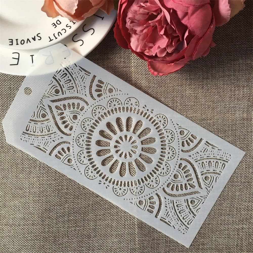 Pochoirs ronds en forme de fleurs, 24x12cm, pour peinture murale, scrapbooking, coloriage, gaufrage,