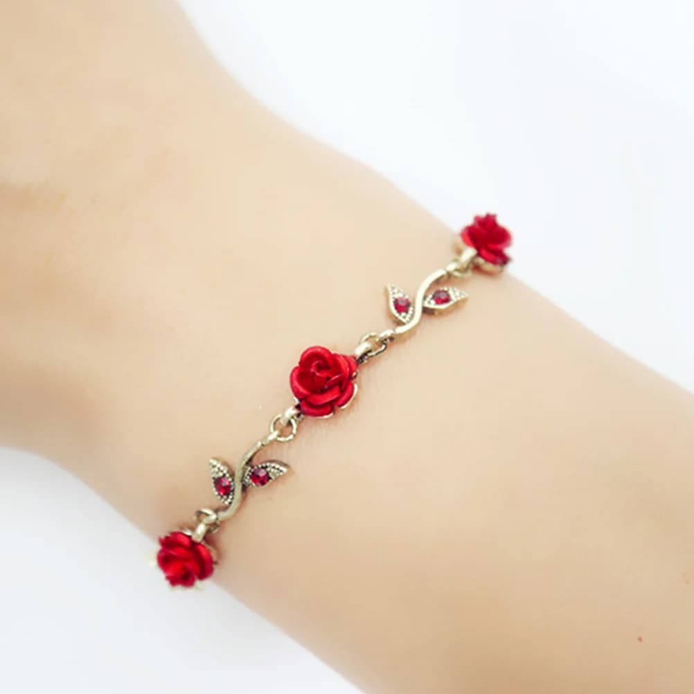 Bracelet à breloques romantique en forme de rose en argent, chaîne de poignet en forme de fleur, bij