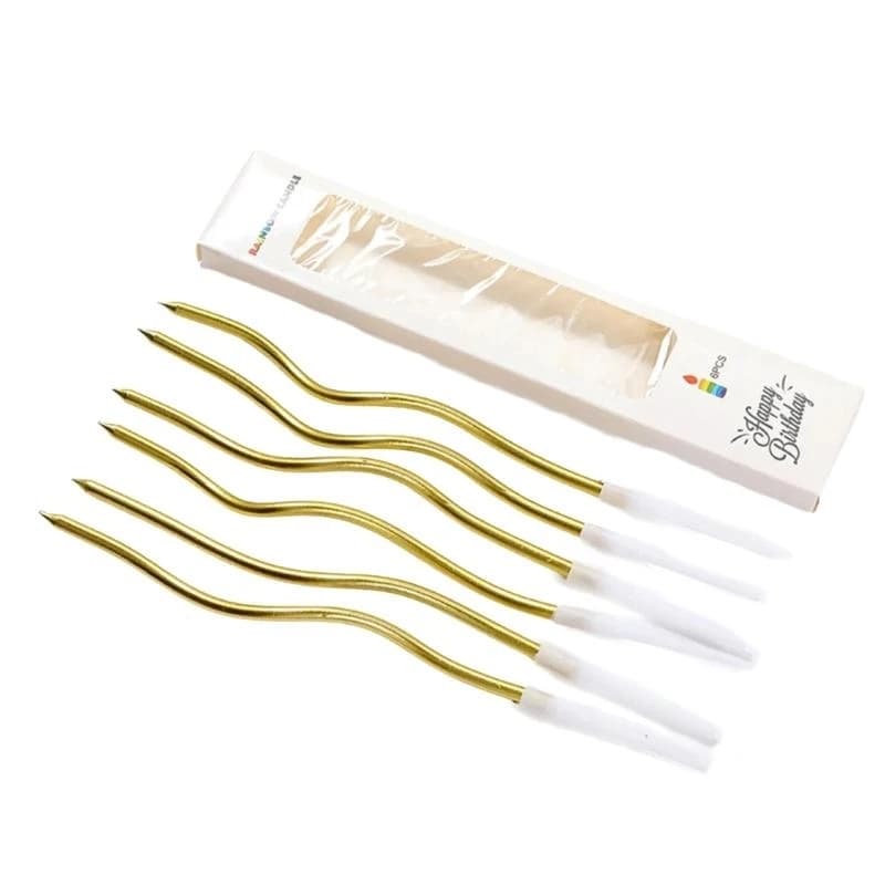 Lot 6 accessoires bougies à gâteau plaqués multicolores incurvés pour fête mariage décoration salle