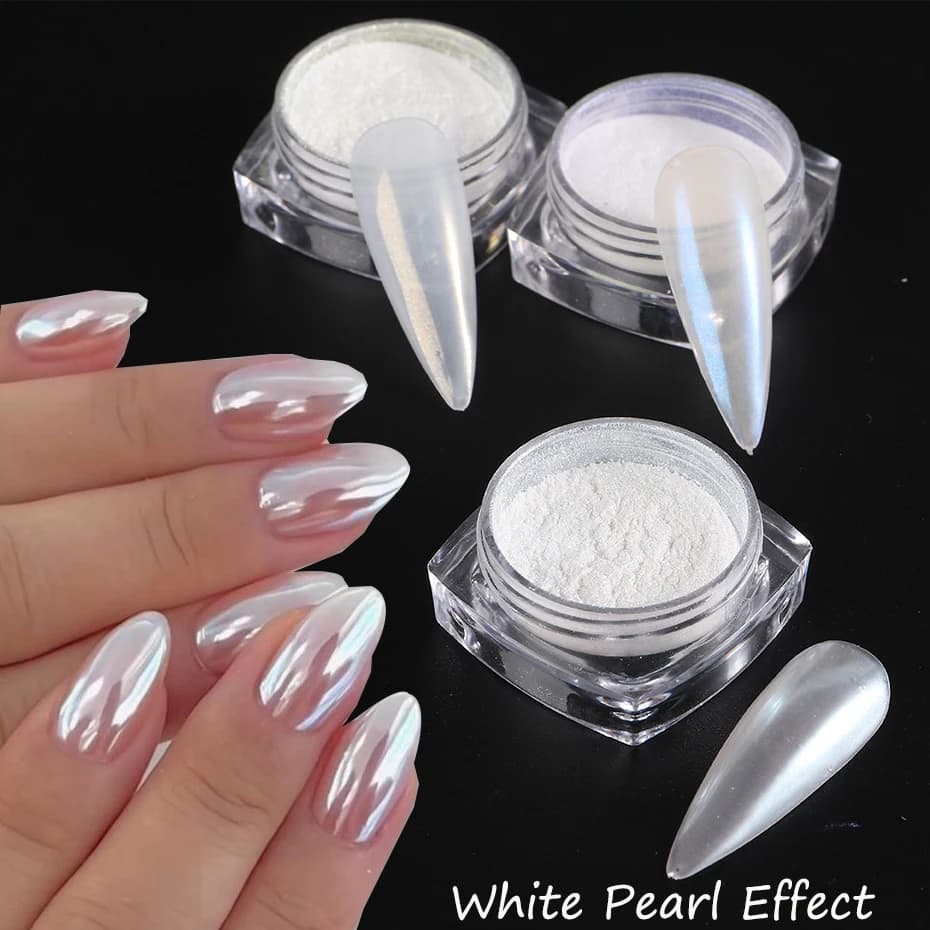Poudre à ongles effet perle, 3 pièces, miroir aurore chromé, sirène, poudre d'art pour ongles, arc-e