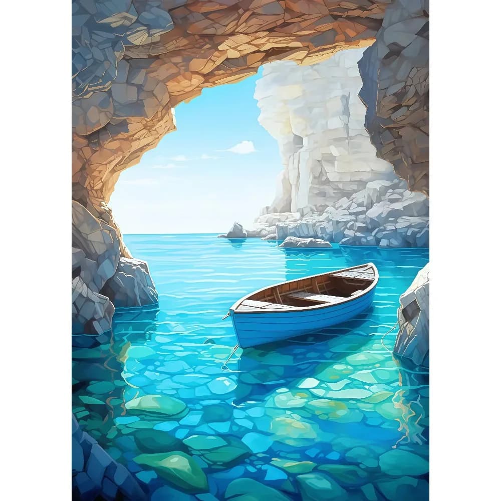 Affiche murale d'art marin et estival, Paysage de bar, Anime, Cabane bleue, Plage, Forêt, Impression