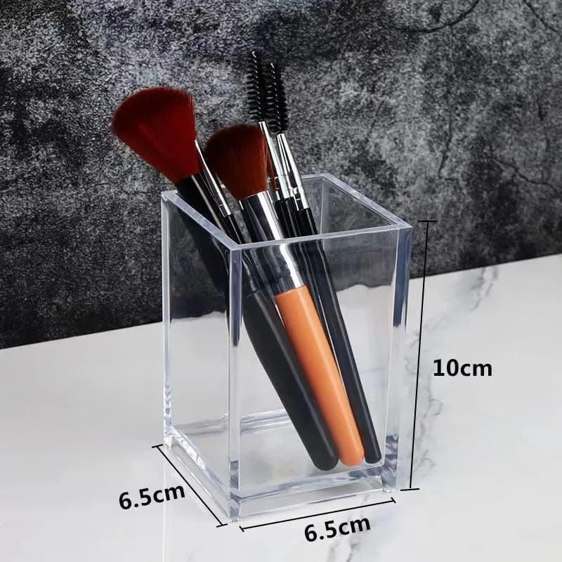 Boîte à maquillage transparente à trois compartiments, support pour pinceaux de maquillage, organise