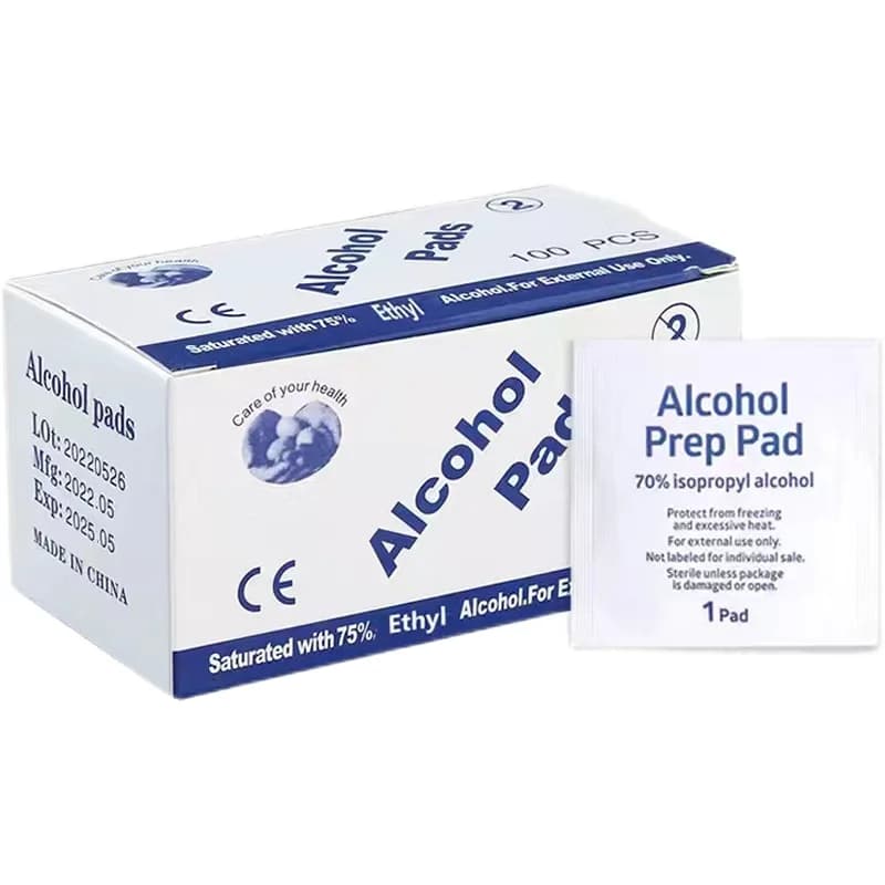 Tampons de préparation d'alcool portables, 100 pièces, tampons désinfectants, lingettes nettoyantes,