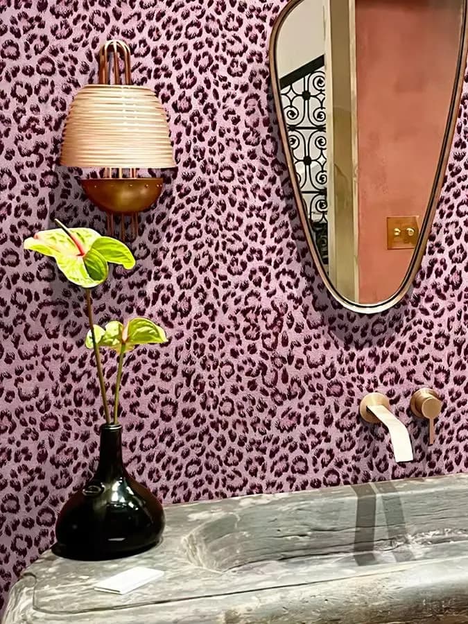 Papier peint imperméable à l'eau rose léopard pour plafond, salon, papier peint imperméable à l'huil