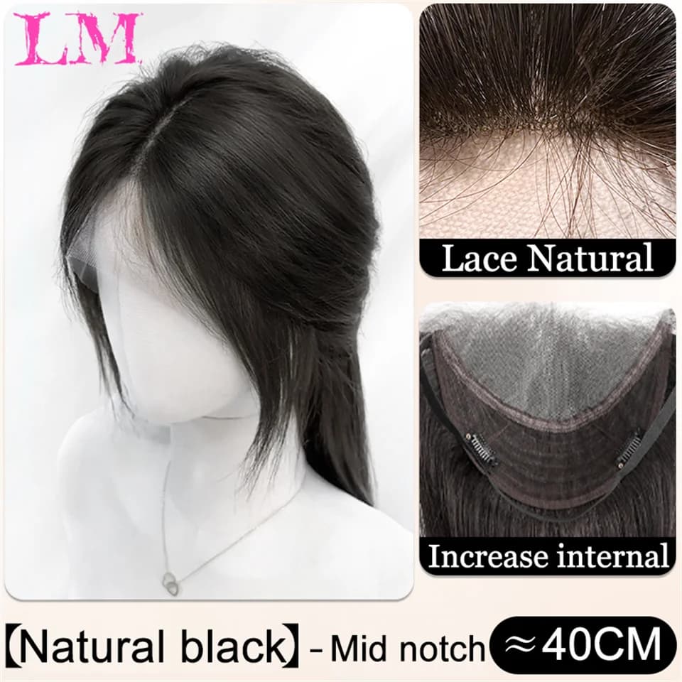 LM Hair Toppers synthétique Topper avec Base en dentelle HD Topper naturel noir brun pinces à cheveu