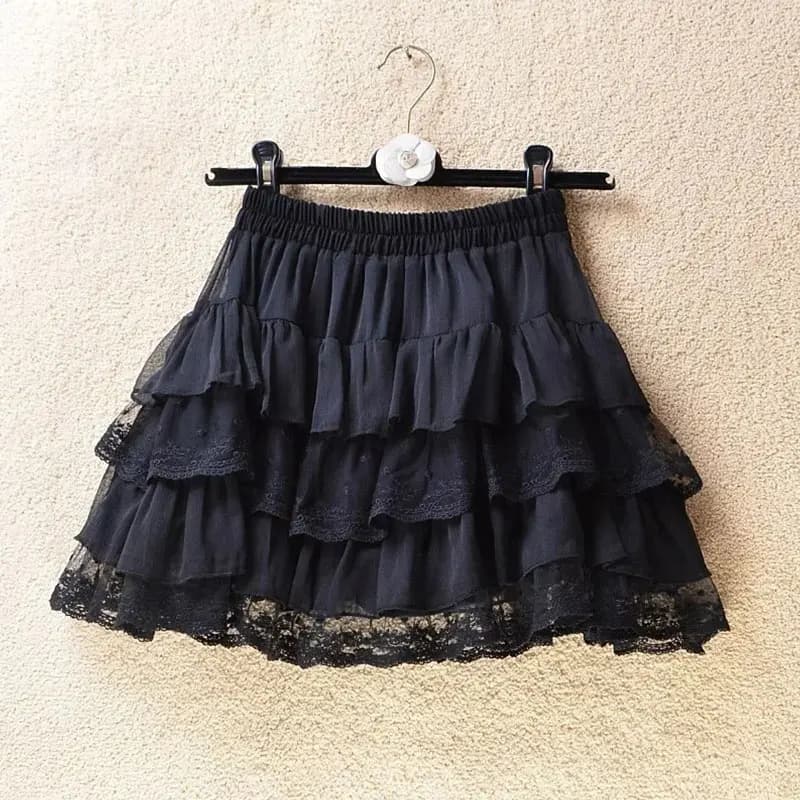 Jupe Tutu gothique en dentelle, élastique, Sexy, Mini jupes en Tulle, vêtements de danseuse de Club