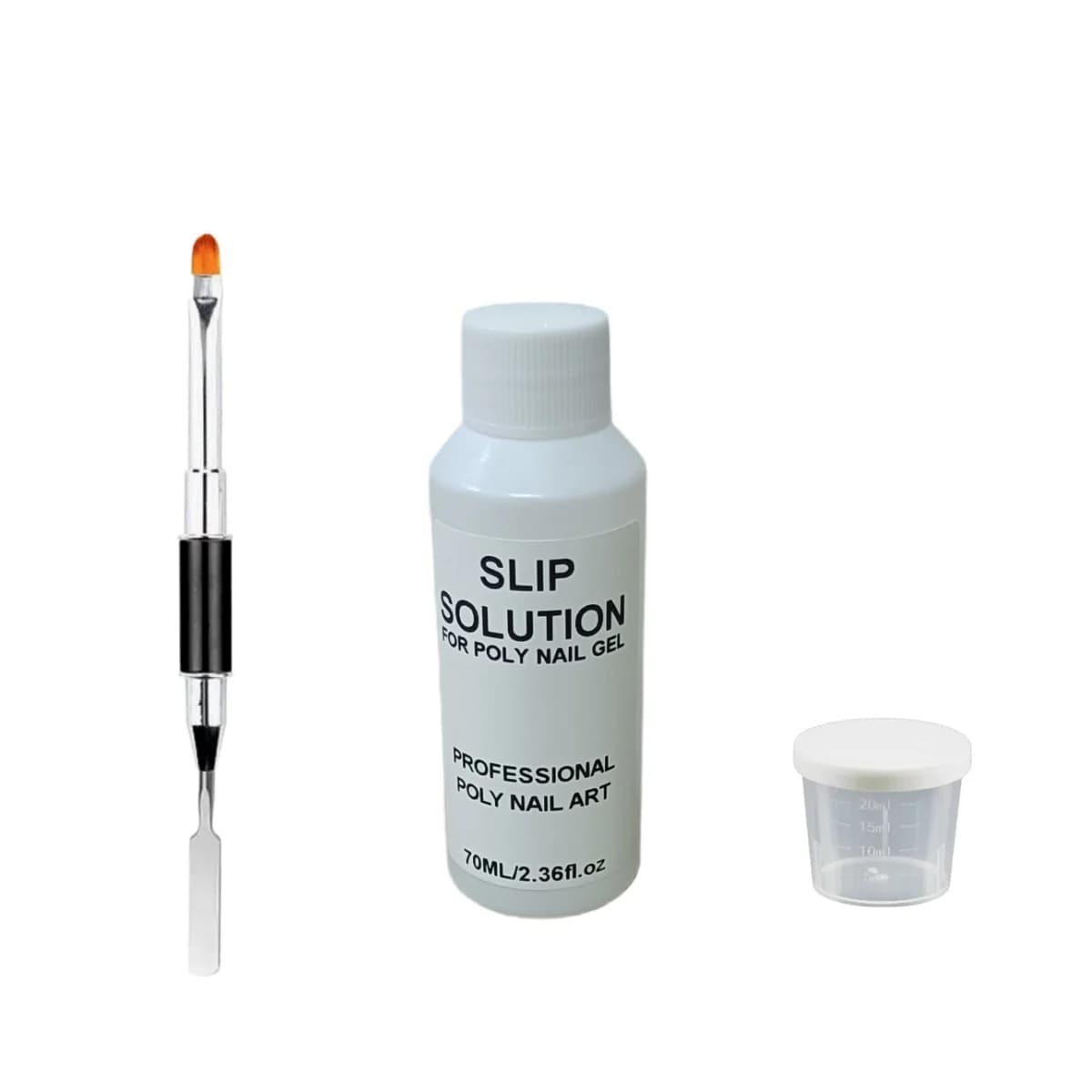 Kit de solution anti-adhésive pour Poly Gel 70ml, liquide avec spatule-brosse double embout, récipie