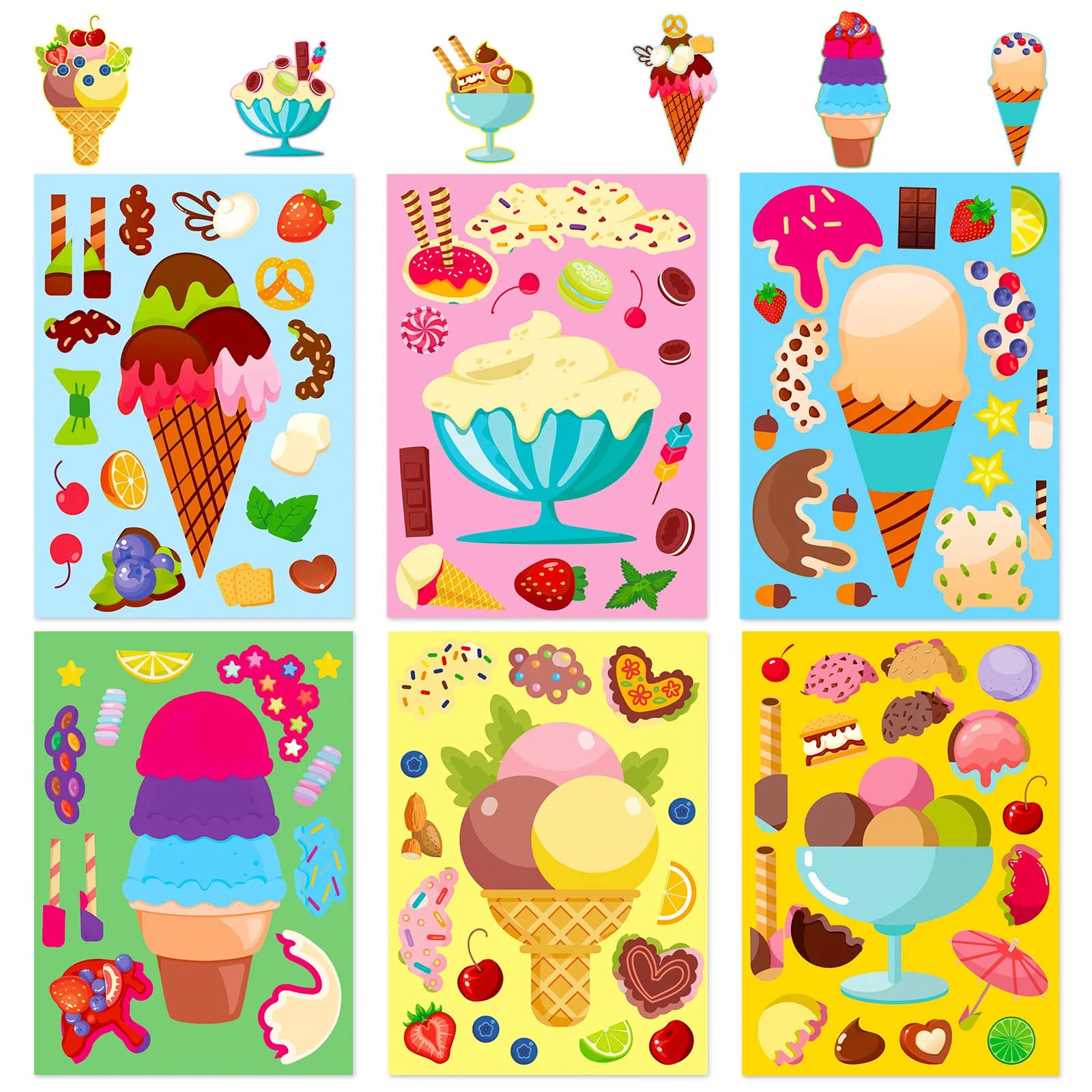 6 pièces crème glacée Dessert bricolage mignon nourriture dessin animé Puzzle autocollant créatif do