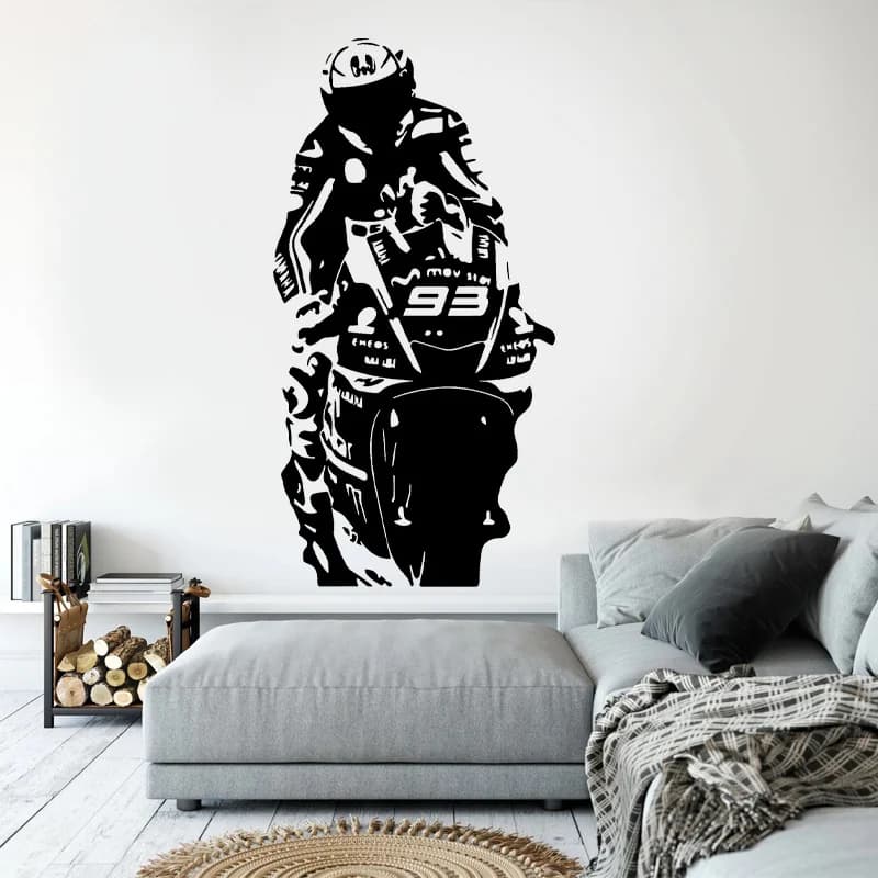 Moto course cavalier personnalisé No. Knight autocollant mural vinyle décor à la maison chambre adol